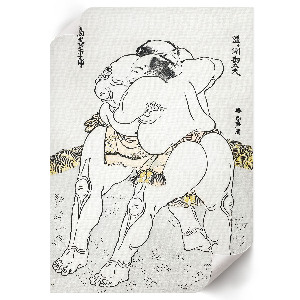 Wall print depicting sumo wrestlers