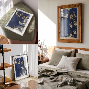 Wall print Robin on a branch