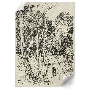 Wall print with a forest landscape