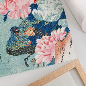 Art print Peacock and peonies