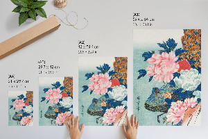 Art print Peacock and peonies