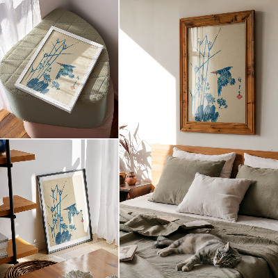 Wall art Kingfisher and plant
