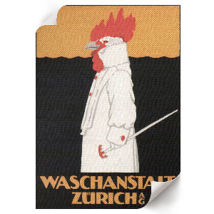 Decorative poster depicting a Waschanstalt in Zurich