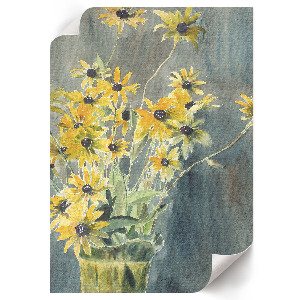 Wall print featuring a vase with rudbeckias