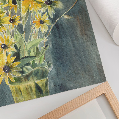 Wall print Vase with rudbeckias