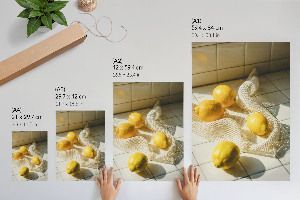 Wall print featuring lemons in a net