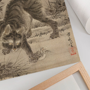 Decorative poster Cat catching a frog