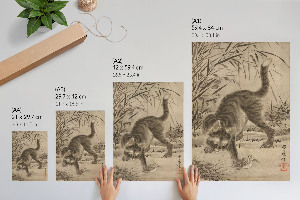 Decorative poster Cat catching a frog