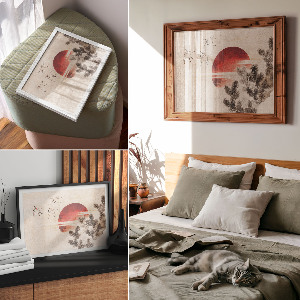 Modern wall art poster Birds and the Sunset