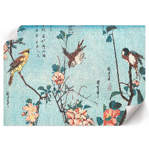 Canvas poster Birds and flowers