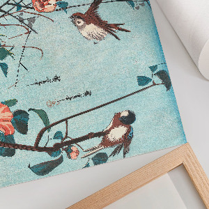 Canvas poster Birds and flowers