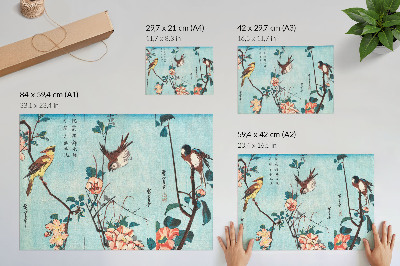 Canvas poster with a birds and flowers design