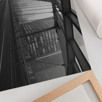 Modern wall art poster featuring a city bridge