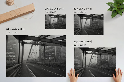 Modern wall art poster featuring a city bridge