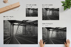 Modern wall art poster featuring a city bridge