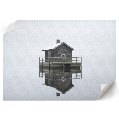Premium wall art depicting a water hut