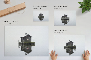 Premium wall art depicting a water hut