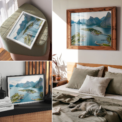 Modern wall art poster depicting a mountain landscape