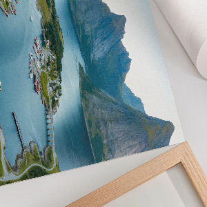 Modern wall art poster depicting a mountain landscape