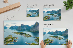 Modern wall art poster depicting a mountain landscape