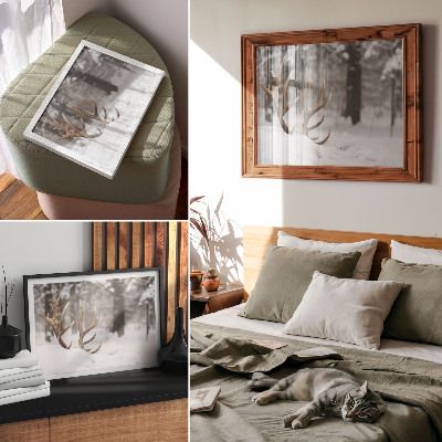 Premium wall art featuring antlers in the snow