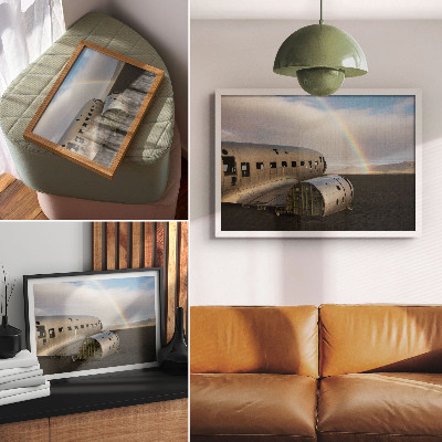 Premium wall art featuring a rainbow and shipwreck scene