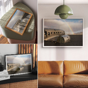 Premium wall art featuring a rainbow and shipwreck scene