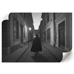 Modern wall art poster featuring a black and white city view