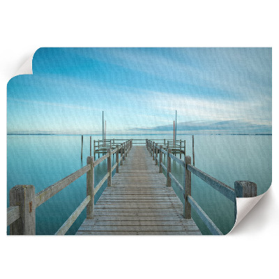 Modern wall art poster depicting a lake jetty