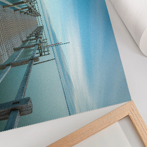 Modern wall art poster depicting a lake jetty