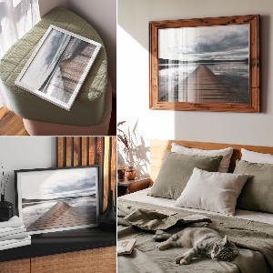 Premium wall art featuring a lake jetty