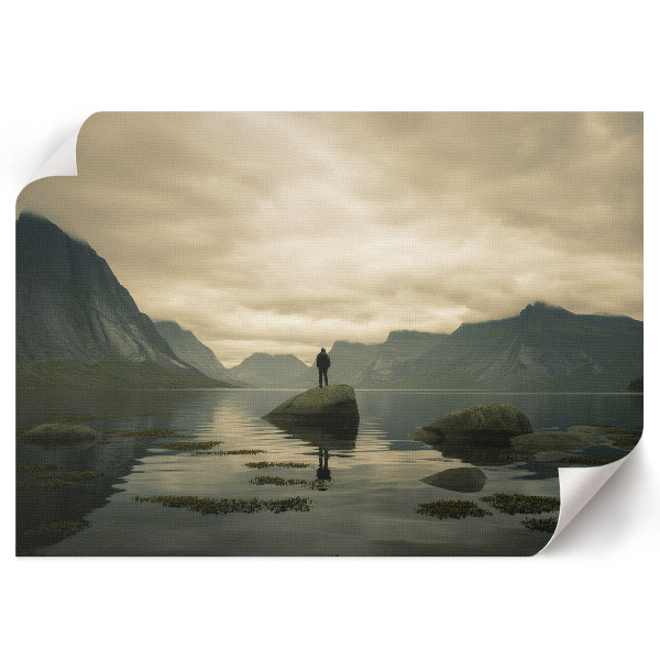 Modern wall art poster featuring a mountain landscape