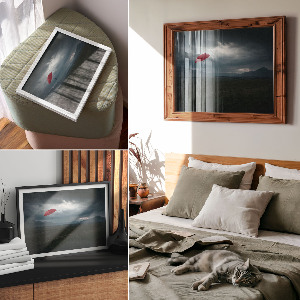 Premium wall art Flying umbrella