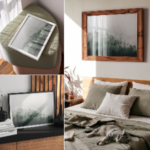 Misty forest wall poster
