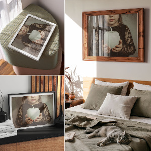 Modern wall art poster Girl with an apple