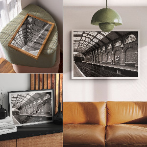 Premium wall art featuring a classic train station