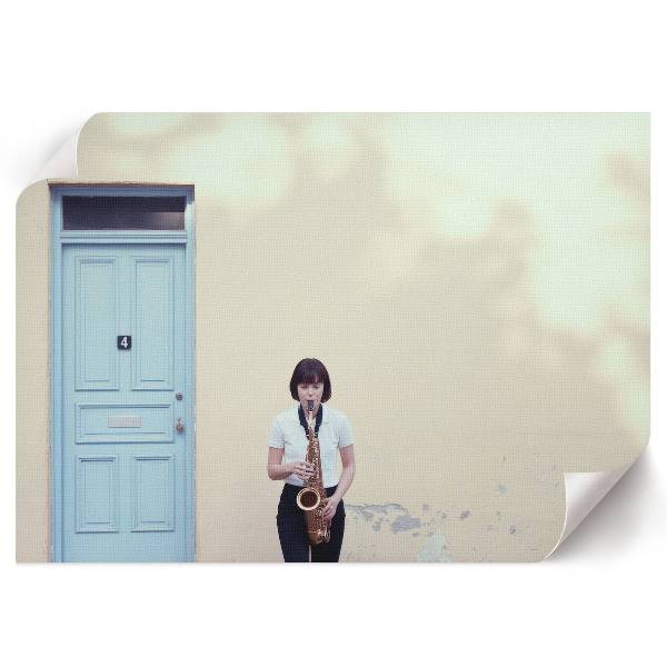 Modern wall art poster featuring a saxophonist