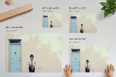 Modern wall art poster featuring a saxophonist