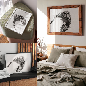 Canvas poster Owl in flight