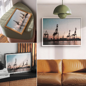 Canvas poster depicting an industrial port
