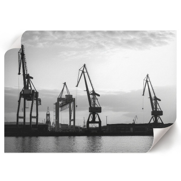 Wall poster showing port cranes