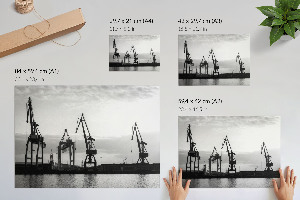 Wall poster showing port cranes