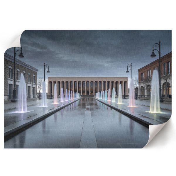 Modern wall art poster featuring colorful fountains
