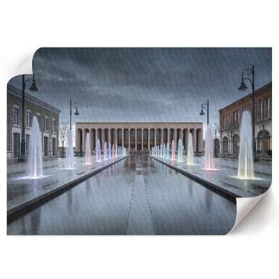 Modern wall art poster featuring colorful fountains