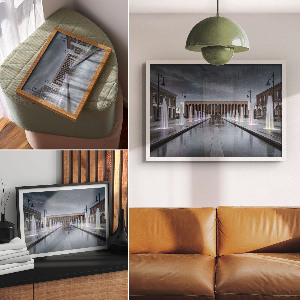 Modern wall art poster featuring colorful fountains