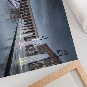 Modern wall art poster featuring colorful fountains