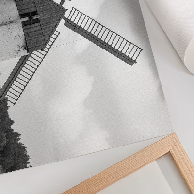 Premium wall art featuring a windmill with horses
