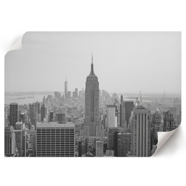 Modern wall art poster featuring a city landscape