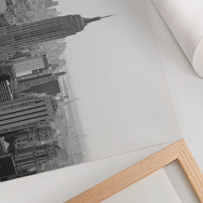 Modern wall art poster featuring a city landscape