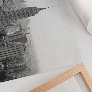Modern wall art poster featuring a city landscape